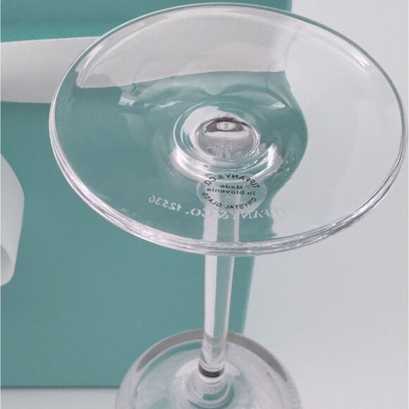 New Tiffany & Co. Diamond Point Champagne Flute Crystal Glass One W/ Box - Picture 5 of 10